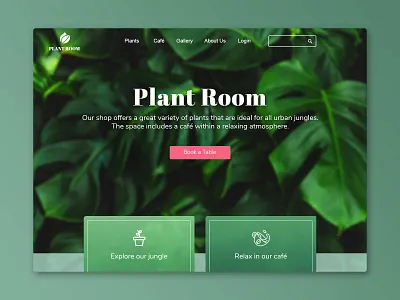 Café And Plant Shop Homepage branding café café website homepage homepagedesign photoshop plant shop plants shop ui ui design uiux user interface ux ux design website website design