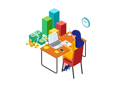 Financial Management illustration concept app business creative design dribbble financial homepage illustration infographics isometric landing page management network online service template ui vector website workspace