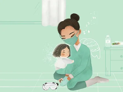 thank you children book illustration childrenillustration covid19 digitalpainting hero illustration kid art logo medical
