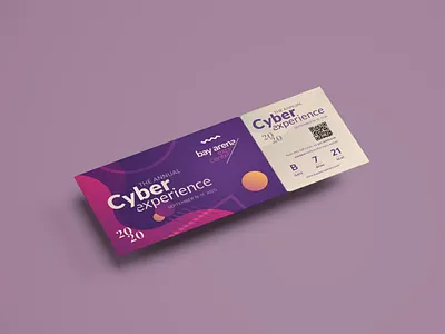 Cyber Experience - Event Ticket Template arena card clean cmyk event exclusive expo flat geometric gift invite modern print print ready professional purple show tech template ticket