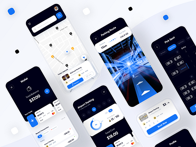 Parking App application ar blue car design direction interface map mobile parking parking app parking lot payment spot target ui uiux uiuxdesign wallet xd