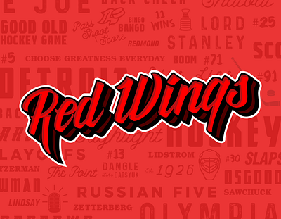 Red Wings Script branding design detroit hand lettering hockey illustration logomark logotype michigan sports sports logo text wordmark