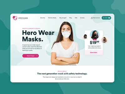 Arogya Mask 👨‍⚕️ concept covid 19 design ecommerce health illustration landing design mask medical minimal product design product page protection technology typogaphy ui ux web webdesign website