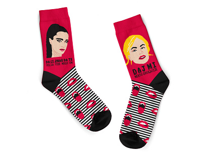 Sajsi MC & Hana Adrovic Socks apparel belgrade design faces hanaadrovic illustration jacquard knitting pattern sajsimc sock socks wizzitex