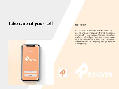 Recover app/ UIUX Project anxiety app design application branding cover depression design education logo meditation mindfulness minimal psychologist recover typography ui ui design ux ux design vector