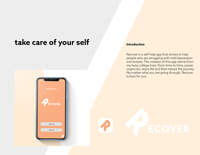 Recover app/ UIUX Project anxiety app design application branding cover depression design education logo meditation mindfulness minimal psychologist recover typography ui ui design ux ux design vector
