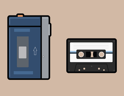 Cassette Tape & Walkman cassette player cassette tape icon illustration music vector walkman