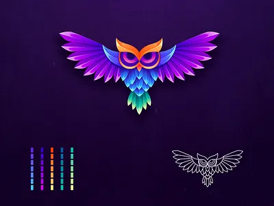 colorful owl logo branding character colorful design identity illustrator logo owl owl icon owl logo simple ui