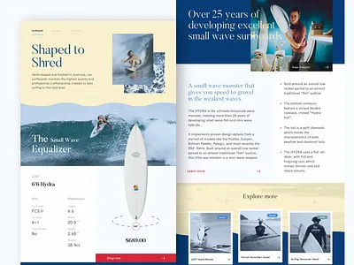 Surfboard Product Page app design ecommerce landing page product design typography ui ux web design website