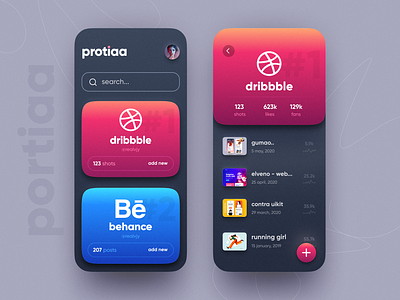 protiaa app ui app cards ui daily gradient ios minimal neomorphism social social app ui ux