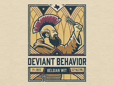 UABC Deviant Behavior Belgian Wit beer belgian branding brewery brewing craft beer design graphic design illustration illustrator logo mohawk monk package design punk taxas typography unlawful assembly vector wheat