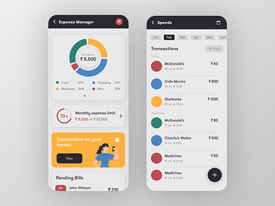 FinPal - Expense Manager screen app bank app banking banking app bills credit card expense manager expense tracker expenses finance finance app financial app loan personal finance transaction ui uidesign