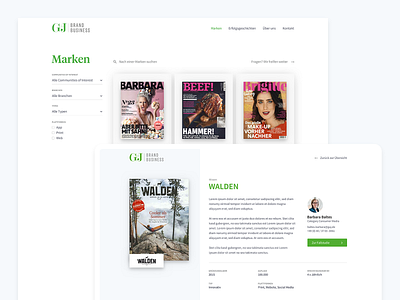 G+J – Brands brands filter ui ux web website