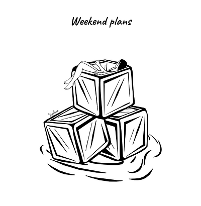 weekend plans blackandwhite branding branding design concept design design hot ice icecube illustration illustration art illustrations illustrator logo summer