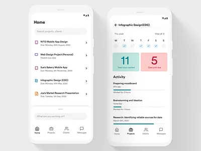 Time Tracking Mobile App android app app design design minimal mobile mobile app mobile app design time time tracker tracker ui uiux ux