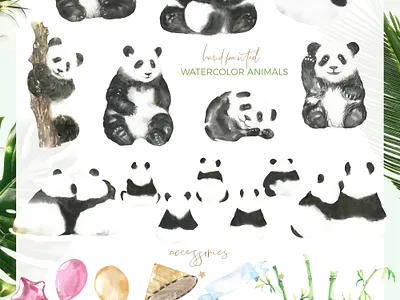 Watercolor Panda Family illustration, greeting cards,characters. animal baby shower card graphics greeting card illustration panda panda bear sale watercolor watercolor clipart watercolor panda