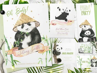 Watercolor Panda Family illustration, greeting cards,characters. animal baby shower card graphics greeting card illustration panda panda bear sale watercolor watercolor clipart watercolor panda