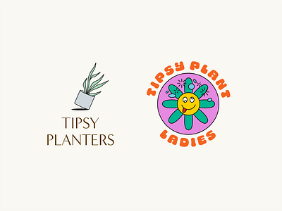 Tipsy Plant Ladies Logo Concepts Pt. 2 2020 branding concepts flowers graphic design groovy icon illustration logo planters plants typogaphy upscale