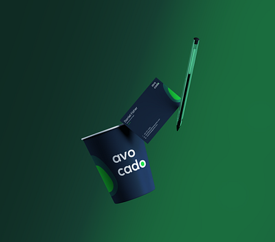 Cup & Business Card Design - Avo Cado brand design brand identity branding business card cup design flat identity branding logo logo design minimal mockup package design packaging typography