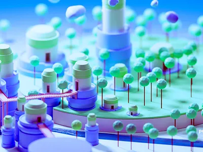 Poly world 3d art blender cycles render low poly