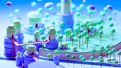 Poly world 3d art blender cycles render low poly