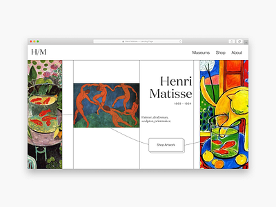 Landing Page—Daily UI #003 art artist artwork composition daily ui daily ui 003 dailyui dailyui 003 dailyuichallenge grid grid design grid layout henri matisse landing page landingpage layout matisse painter painting paintings