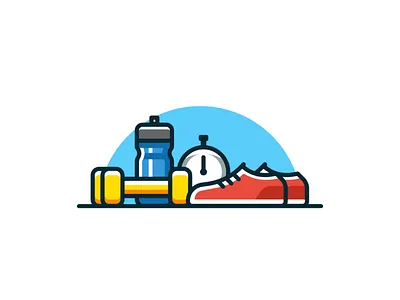 Fitness affinitydesigner dumbbell fitness flat icon illustration minimal stopwatch