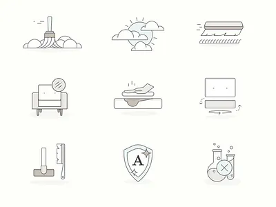 Anthro Furniture Illos branding brush cleaning cushion dab design dust furniture illustration pat scratch vacuum