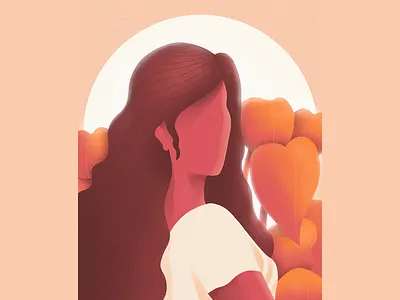 Girl Portrait Illustration brown colors concept dribbleshot flat illustration girls glow illustration ipad orange portrait illustration procreate sepia sun sun rise texture