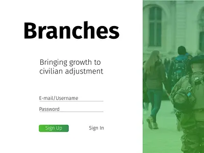 Sign up/in page charity military ui