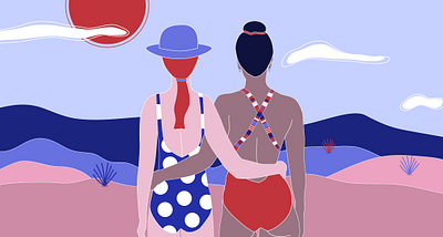 Seaside sisters artist character commissioned creative flatillustration illustration illustrator pixelmator