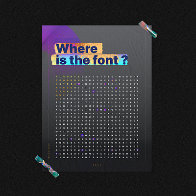 Where is the font ? crossword font gold gradient grid holographic poster poster design