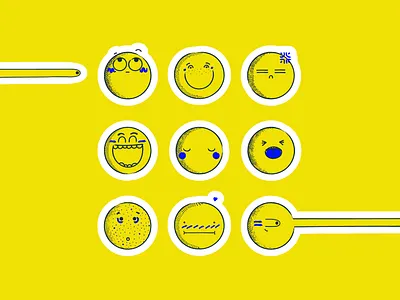 Emojis えもじ emoji emojis emotions icon set icons iconset illustration illustrator stickers yellow