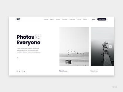 Minimal Landing Page for Photographer adobexd concept design flat design kaniskar landing page photographer photography ui design ui kit ui ux design uiux ux design