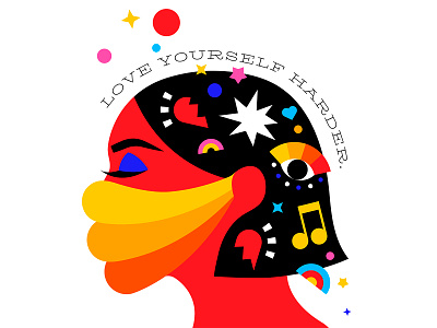 Love yourself harder colorful illustration love mentalhealth selflove vector