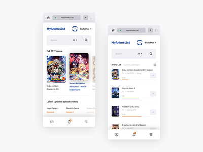 MyAnimeList Redesign (Home/Anime list) Mobile mal mobile app my anime list ui ux