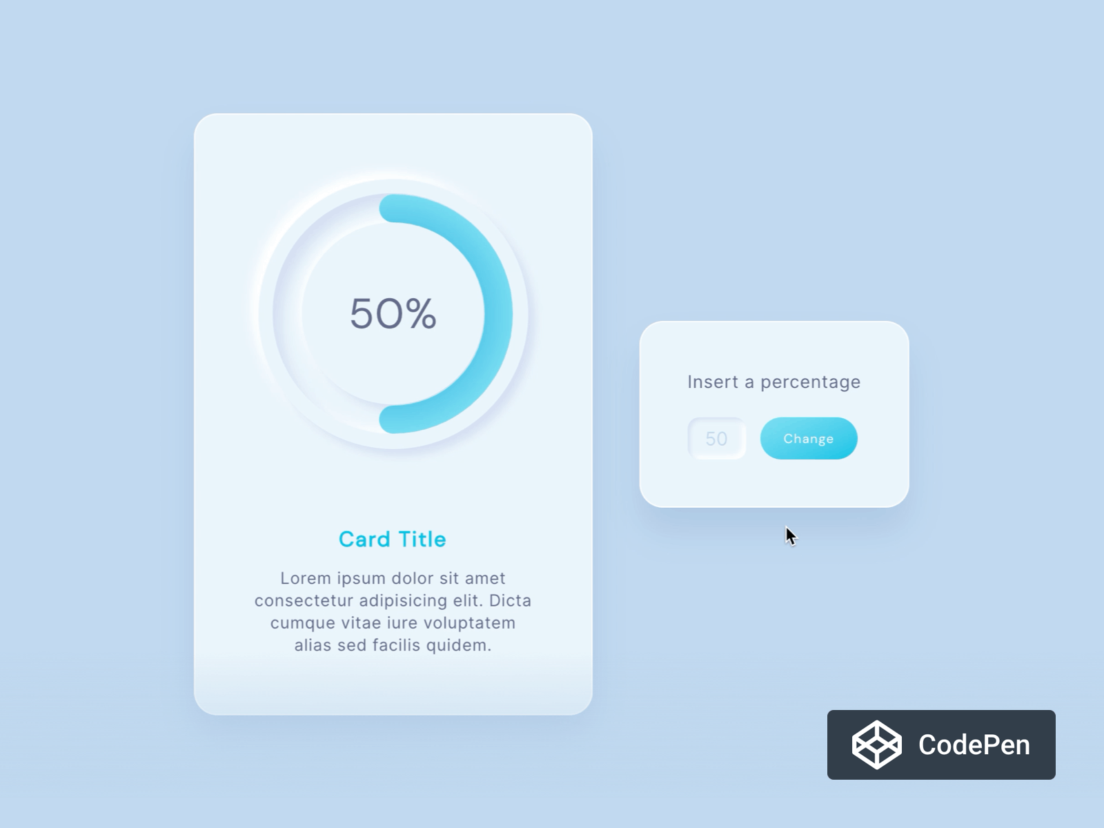 Circle Progress Bar animation card chart circle codepen javascript neumorphic percentage progress bar sass tooltip transition ui