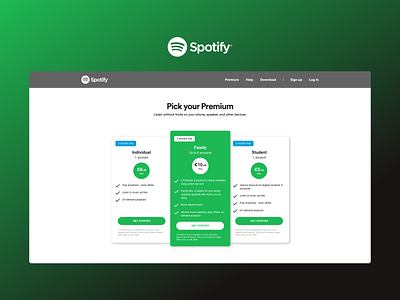 Daily UI #030 - Pricing challenge clean daily dailyui design music pricing spotify tables ui ux