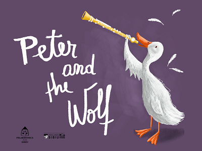 The duck fro Peter and the Wolf animal bird brush cartoon character character design children book illustration childrens illustration classical music digital art digital illustration drawing duck flute illustrations peter and the wolf sing tablet