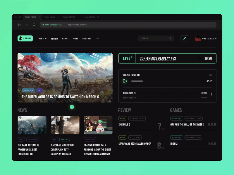 Turso | Concept (Home/News) games news portal uiux website