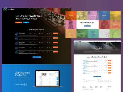 audiobuzz design interface landing page website design