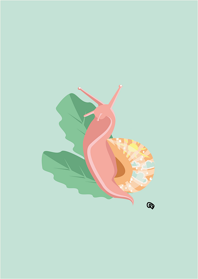 Souvenirs d'enfance, la peinture sur escargots child design draw flat illustration illustration illustrations remember salad snail sun