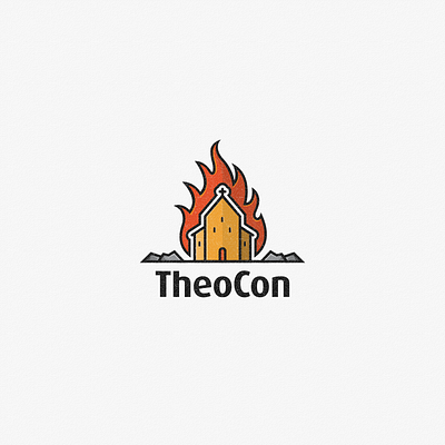 TheoCon | online theology conference church design church logo conference covid covid19 crisis cross faith flame freelance illustration logo logo design logo designer monkey mark online classes pandemic shading theology vector