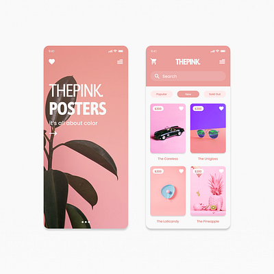 The Pink App app design mobile pink ui ux uxui