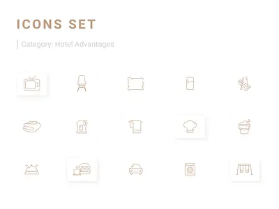 Icons Set adobexd advantages hotel icon icongraphy icons icons design icons pack icons set ui uidesign uiicons uiux userinterface webdesign