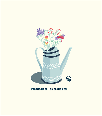 L'arrosoir de mon grand-père design flat illustration flowers grandfather grandpa illustration jardin