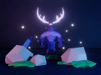 Mystic Warrior 3d 3d art 3d artist blender blender3d low poly lowpoly lowpolyart
