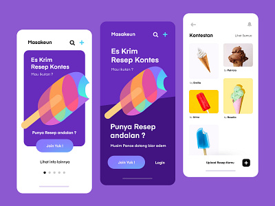 Ice Cream Contest Mobile App app food foodui icecream illustration inspiration mobile sweet ui uiux ux