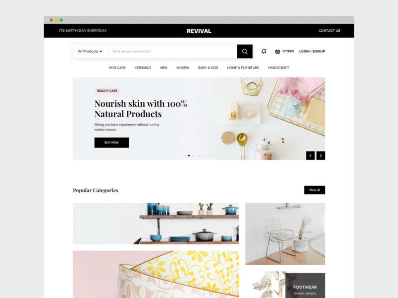 Revival - E Commerce Platform design typography ui ui design user experience user interface ux web web design website
