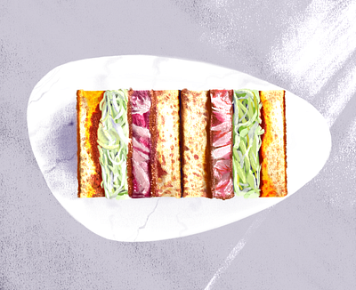 London Eats | Tou Iberico Pork Katsu Sando bread cabbage food highlights iberico illustration japanese katsu meat pork sando sandwich shadows sunlight toast